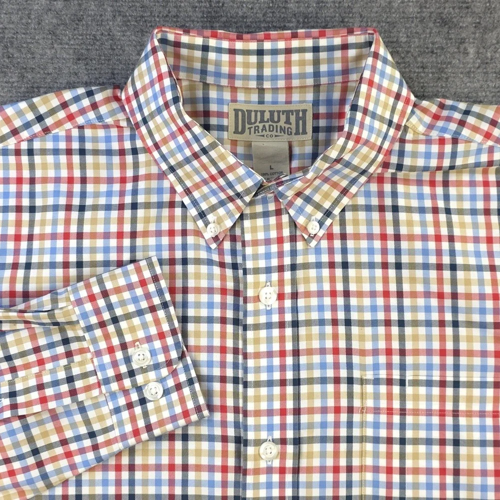 Duluth Shirt Large Long Sleeve Button Down Multicolor Plaid‎ Cotton Pocket